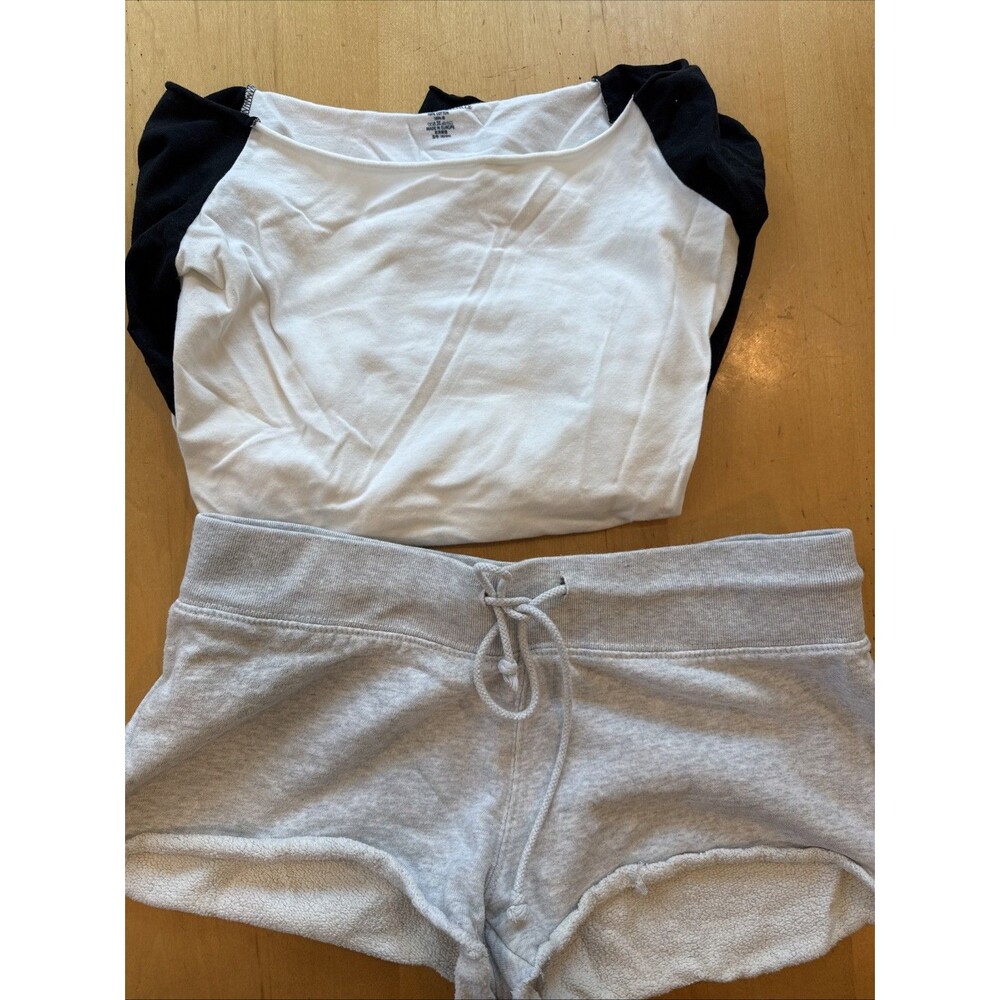 Lot Of 2 Brandy Melville Sweat Shorts And Baseball Tee Size Small